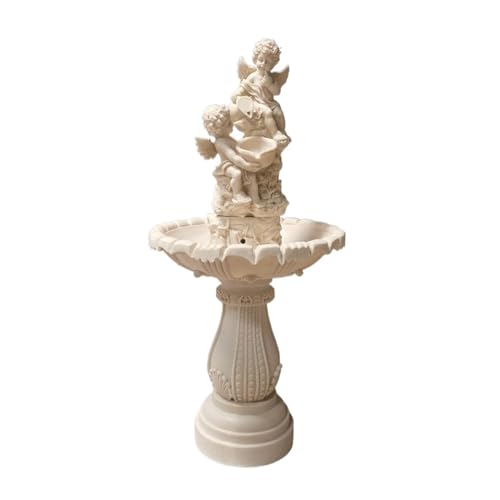 Garden Fountain Garden Courtyard Fountain Water Decoration, Outdoor Yard Landscape Fish Pond, Sandstone Fountain Angel Sculpture Garden Fountain (Color : A)