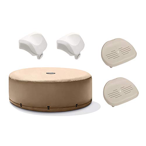 Intex PureSpa Inflatable Hot-Tub Accessories Set with 28523E Round Hot-Tub Cover, Two 28505E Foam Headrests, and Two 28502E Removable Seats