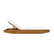 Merax 2 PCS Outdoor Lounge Chaise with 2-Fold Thin Cushions, Teak Finish Acacia Wood Lounge Chair Lounge with Cream Cushion for Outdoor Furniture Pool Lawn Deck(Shipped in 2 Boxes)