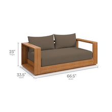 Modway Tahoe Acacia Wood Outdoor Patio Loveseat in Natural Cocoa with Weather-Resistant Cushions - Ideal as a Patio Couch, Outdoor Sofa, or Wood Couch