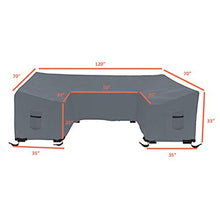Patio U Shape Sofa Cover 12 Oz Waterproof - 100% UV & Weather Resistant Customize Outdoor sofa Cover with Air Pockets and Drawstring with Snug Fit (33" H x 120" W x 35" D, Grey)
