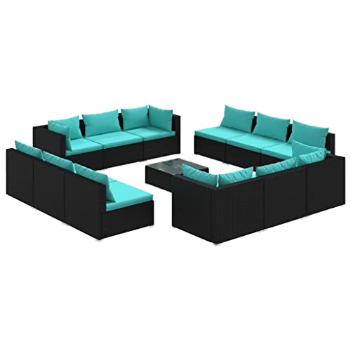 HKTMGDNG Black PE Rattan Modular Patio Coffee Table