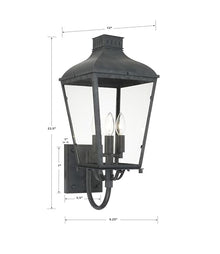 Crystorama Dumont 3 Light Outdoor Sconce Graphite