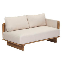 Merax Acacia Wood Outdoor Patio 105 Inch Loveseat Sofa with Cushions, Large 4-Seater Sofa Daybed for Backyard, Lawn, Deck, Balcony, Water Repellent Fabric, 400 lbs Capacity, Light Teak +Beige