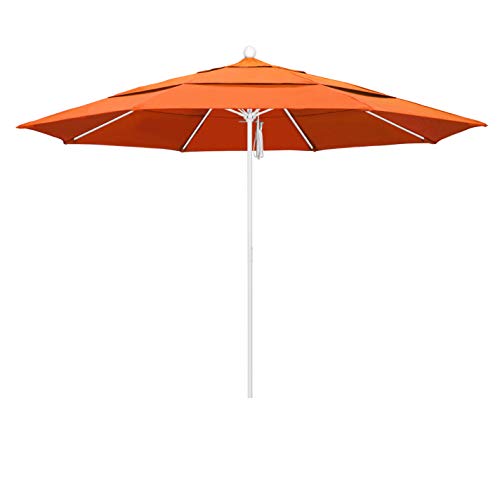 California Umbrella 11' Rd. Venture Series Contract Grade Patio Umbrella Pulley Open Tangerine