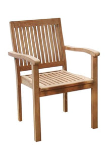 WholesaleTeak 12 Seats 13 Pcs Grade-A Teak Wood Dining Set: 118" Double Extension Mas Rectangle Trestle Leg Table and 12 Leveb Stacking Arm Chairs #11LV2512