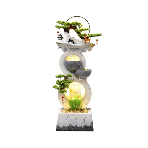 Outdoor Water Fountain Water Ornaments, Self-circulating Water Modern New Chinese Home Office Fish Tank, Outdoor Floor Landscape Ornaments Outdoor Fountain (Color : White, Size : L)