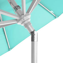 California Umbrella 12-Year-Non-Fading, 9Ft Premium Sunbrella Patio Umbrella, Hand-Crank, Button-Tilt, White Frame, Aruba Fabric