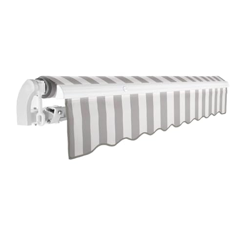 Awntech 12' California (12' x 10') Retractable Patio Awning, Gray/White Stripe