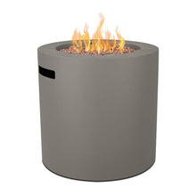 Pemberly Row 24" Round Propane Fire Pit Table, Stainless Steel Burner, Mist Gray Finish, Adjustable Flame Height, Weatherproof CSA Certified Outdoor Patio Gas Fireplace