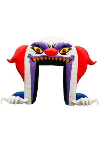 Fun Costumes 9.5ft Outdoor Clown Inflatable Archway Yard Decoration, Giant Front Lawn Scary Halloween Holiday Decor - Standard, Multi-Colored