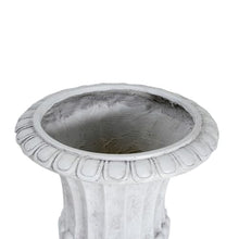 Hassyee Outdoor Antique Garden Urn Planter with Solid Base for Backyard, Park, Balcony, Flower Pot with Rustic Finish and Drainage Hole for Growing Flowers, Plants (Antique White)