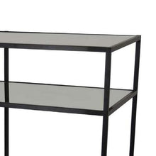 Benzara Gwen Plant Stand with 3 Mirrored Shelves, Black Metal Frame 40 Inch