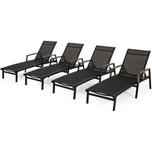 Christopher Knight Home Teresa Outdoor Aluminum Chaise Lounge with Mesh Seating Set of 4 Black