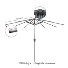 ERoomQ Outdoor 2.7M/300cm Replacement Parasol Canopy with UV Protection Waterproof Garden Umbrella Cover for Patio Yard Beach Fits 6 or 8 Arm Parasols