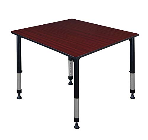 Regency Kee 48" Square Height Adjustable Classroom Table Mahogany Brown