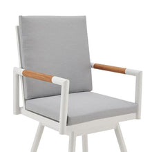 HomeRoots 43" Light Gray Metal Swivel Outdoor Counter Height Bar Chair with Footrest Grey