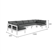 Outdoor Escape Gray Fabric Outdoor Patio Modular Sectional, Weather-Resistant Upholstery, Spacious Seating, Durable Frame, Perfect for Garden and Yard