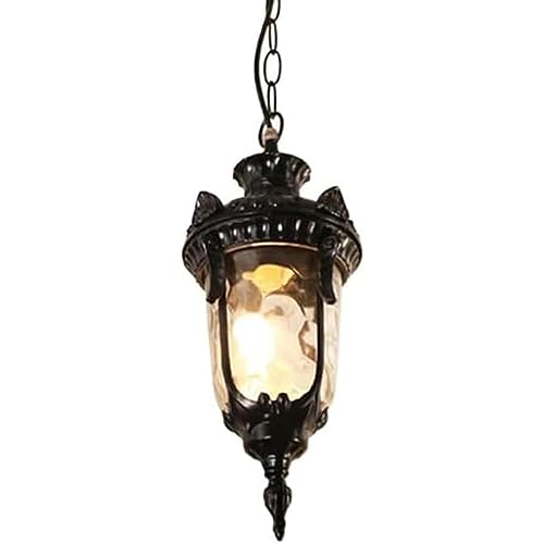 Laosoan Outdoor Pendant Light Fixture - Vintage Waterproof Aluminum Hanging Lantern for Porch, Garden, and Patio