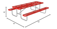 Norwood Commercial Furniture Open Air Series 8' Rectangular Picnic Table with Benches, Commercial-Grade Steel Portable Outdoor Picnic Table