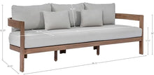 Meridian Furniture 396Grey-S Newport Collection Modern | Contemporary Outdoor Patio Sofa with Acacia Wood, Thermowood Treatment, Cover Included, Water Resistant, 86.75" W x 30.25" D x 33.25" H, Grey