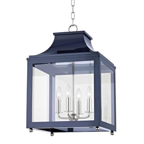 Bailey Street Home Four Light Large Pendant Polished Nickel/Navy Silver