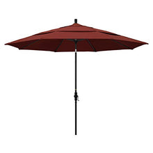 California Umbrella 11' Round Aluminum Market Umbrella Crank Lift Collar Tilt Black Pole Sunbrella Henna