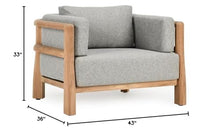 Classic Home Aston Teak Wood Fabric Upholstery Modern Outdoor Accent Chair Gray