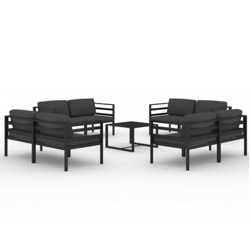 MNCVXAXG 9 Piece Patio Lounge Set with Cushions Aluminum Anthracite