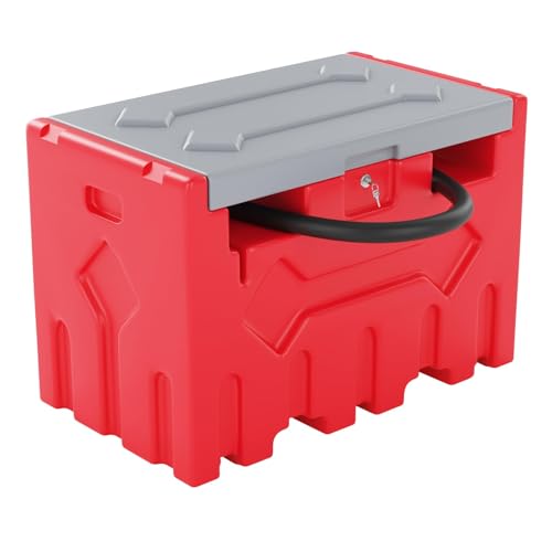 Portable Fuel Transfer Tank, 50 Gallon Heavy-Duty Manual Pump 4 Wheels, Spill-Proof Gas/Diesel Container for Secure Transport to Tractor, Boat, Truck