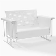 Afuera Living Metal Gliding Patio Loveseat, 32.5 x 48.75 x 28 in, White Powder-Coated Steel, Retro Outdoor Furniture, Smooth Rocking Mechanism, Weatherproof UV and Rust Resistant Balcony or Porch