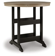 Signature Design by Ashley Fairen Trail Outdoor Bar Table, Durable Weather Resistant HDPE, with Umbrella Hole for Patio Dining, Black and Driftwood, 46 Inch Round