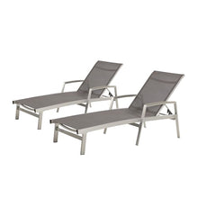 roomfitters Adjustable Aluminum Chaise Lounge with Nylon Mesh Fabric, Lightweight and Durable Outdoor Seating for Relaxation, Stylish Patio Furniture, Grey (Set of 2)