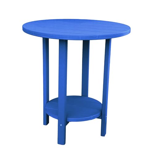 Phat Tommy Round Bar Height Patio Table - Outdoor Bar Table - Balcony Height Patio Furniture for Your Deck - Poly Outdoor Furniture, Blue