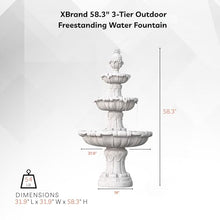 XBrand 58.3" 3-Tier Outdoor Freestanding Water Fountain - Classic Leaf Design, White Resin, Large Bird Bath with Pump - Ideal for Yard, Lawn and Garden, Porch Décor