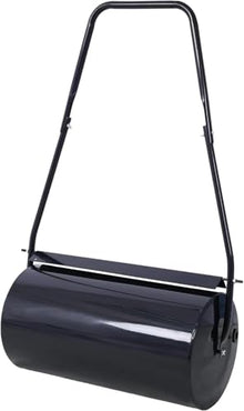 13 Gallon Lawn Roller, Push/Tow Behind Water/Sand Filled Sod Drum Roller for Backyard Grass, with U Shaped Handle, Black