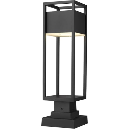 Z-Lite 1 Light Outdoor Pier Mounted Fixture 585PHMS-SQPM-BK-LED, Black