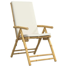 QINXIXINAIXI 6 Piece Folding Patio Reclining Chairs with Cream White Cushions Bamboo,Patio Dining Chairs,Garden Seat,Outdoor Chair for Outdoor Relaxation