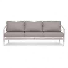 Golden Flame Outdoor Sofa, Modern 3-Seat Patio Couch with Powder-Coated Aluminum Frame, Woven Olefin Rope Back, Sunbrella Deep Seating Cushions - Slate Frame, Canvas Charcoal Fabric
