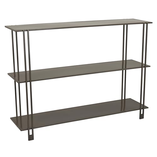 Benjara Bush Plant Display Stand- Modern 3 Tier Gray Metal Finish- 32 Inch