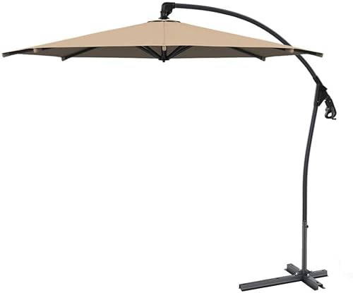 Parasol 3m Outdoor Umbrella Garden Umbrella Umbrella Market Outdoor Table Umbrella Patio Umbrella Push Button Terrace Umbrella Beach Umbrella (Khaki 3m Iron)