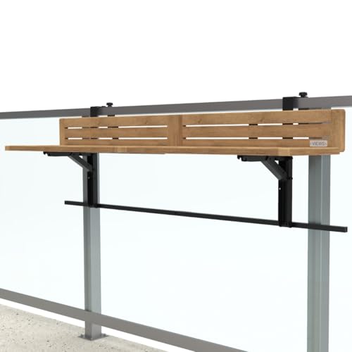 Views Balcony Bar 2.0 – 5Ft Slatted Acacia Wood Outdoor Railing Bar | Natural Finish, Upgraded 2025 Model | Space-Saving Bar Table for Small Patios & Balconies