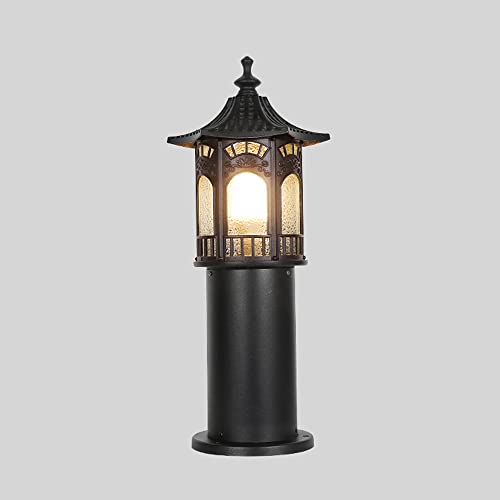 ZEELYDE Post Lights Outdoor,Chinese Garden Light Aluminum Glass Lampshade Lawn Light Outdoor Waterproof Electric Floor Lamp Home Decoration Landscape Light LED Floor Lamp Night Lighting