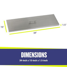 American Fireglass Rectangular Burner Pan Cover | Stainless Steel Lid for Outdoor Fire Pit or Table | for Natural Gas or Propane Fires | 39" x 15" x 1.5"