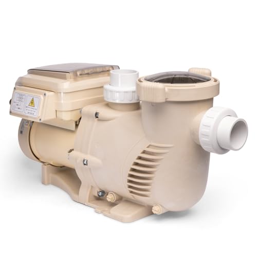 XtremepowerUS SuperFlow Variable Speed High-Flo Pool Pump In-Ground Swimming Pool Energy Efficient 230V, 1-1/2” & 2” Adapter Build-in Timer Control Panel