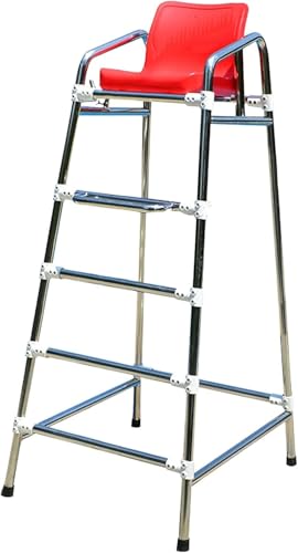 DLYZAYE High Stool Ground Pool Ladder Lifesavers Observation Chair with Hook & Umbrella Jack Hole, 304 Stainless Steel Swimming Competition Referee Chairs, 1.9m Tall Lifeguards's Chair
