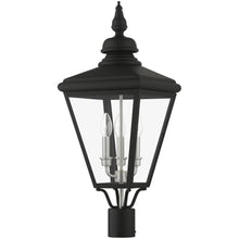 Livex Lighting 27375-04 Adams - 3 Light Large Outdoor Post Top Lantern in Traditional Style-26.75 Inches Tall and 10.63 Inches Wide, Finish Color: Black/Brushed Nickel