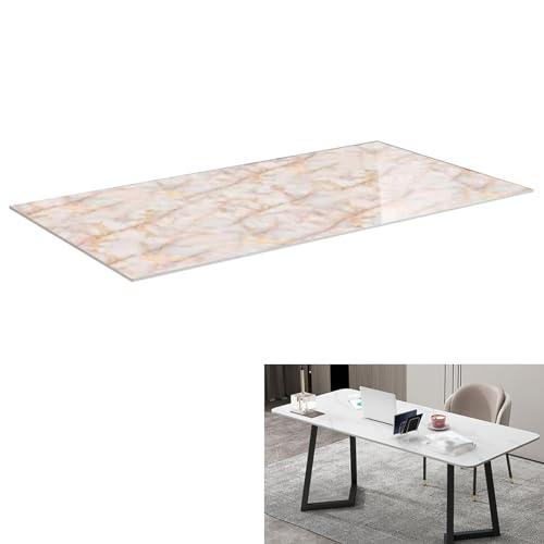 Tempered Glass Table Top, Rectangle Design, Tempered Glass Table Top with Marble Design, Easy-Clean, Scratch-Resistant, Durable, Versatile Use for Dining, Coffee, Or Garden Tables(D,100x100cm)