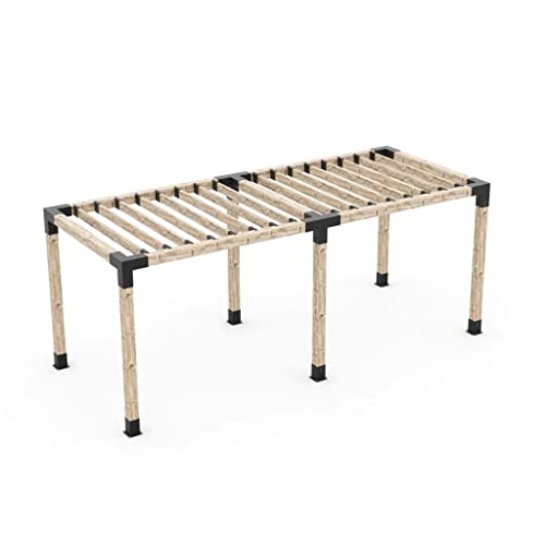 TOJAGRID Double Pergola Kit for 6x6 Wood Posts with KNECT 2x6 Top Rafter Brackets Black