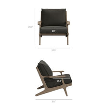 Modway Saratoga Teak Outdoor Lounge Chair in Weathered Gray Flint – Oversized Patio Accent Armchair with Wood Frame and Weather-Resistant Cushions